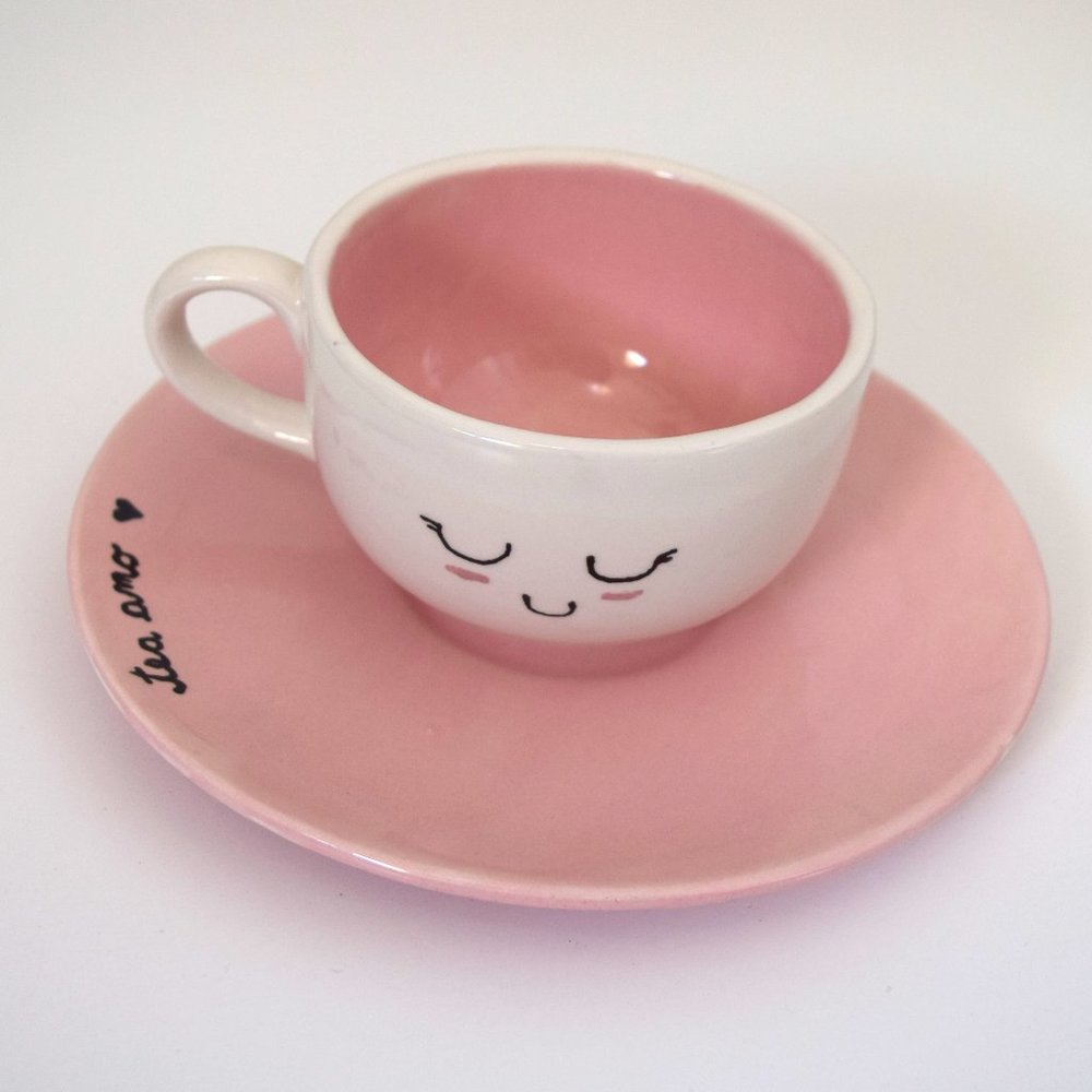 3/$20 Handmade OOAK Tea Amo Te Amo Teacup and Saucer